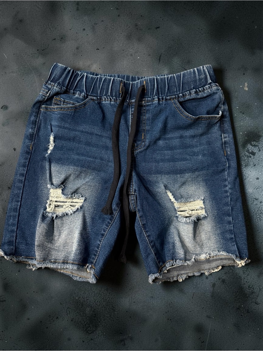 Women's Distressed Denim Jean Shorts - Dark Blue